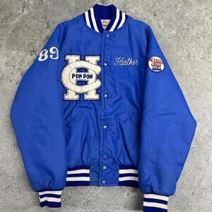 Vintage 80s Pom Pon Chain Stitched Vasity Bomber Jacket